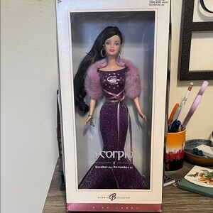Barbie Scorpio Doll in Sparkling Purple Gown, new in box